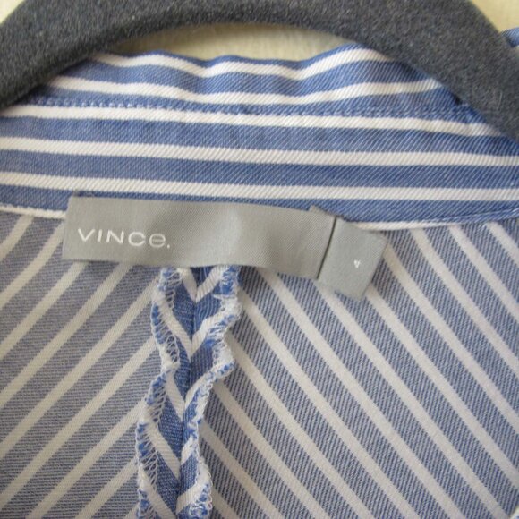Vince Blue White Stripe Shirtdress Twist Front 4 Small Business Work Preppy - Picture 5 of 6